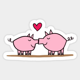 pig kiss Sticker